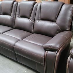 New Sofa And Loveseat Set In Brown Faux Leather 