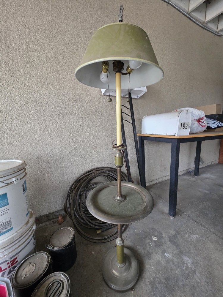 Antique Vintage toleware metal table floor lamp