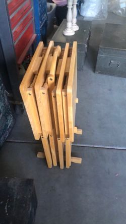 Folding tables with stand set of 4 oak