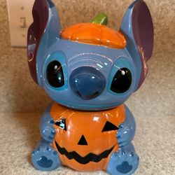 Disney Stitch Pumpkin Cookie Jar Halloween 2023