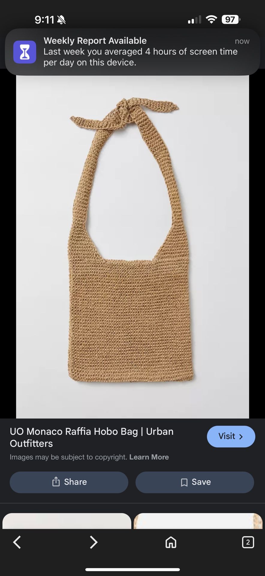 Urban Outfitters Monaco Raffia Hobo Bag