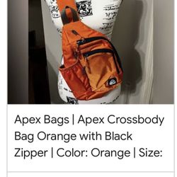 Apex crossbody bag orange with black zipper