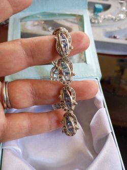 Pulsera vintage de plata de ley con eslabones de marquesitas 925