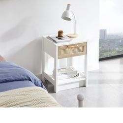 15.75" Rattan End Table with Drawer