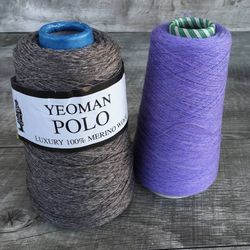 Lot of 2 Yeoman Polo 100% Merino Wool Machine Knitting Weaving Cone Yarn