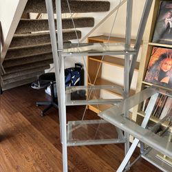 Glass Desk & Glass Bookshelf