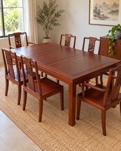 Wood Dining Table & 6 Chairs