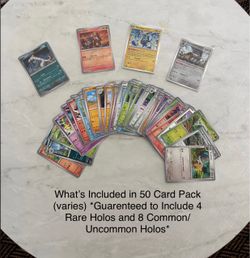 Pokémon TCG 50 Card Lot Pack, Guaranteed Rare Holo Cards and Full Evolution sets