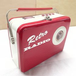 Retro 1950s Style Radio Tin Lunch Box / Storage Box