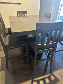 Solid Wood Gray Counter Height Dining Table and 6 chairs