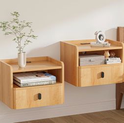 Set of 2 Floating Nightstands New Unpacked