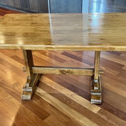 Rustic Solid Wood Trestle Coffee Table – Farmhouse Style