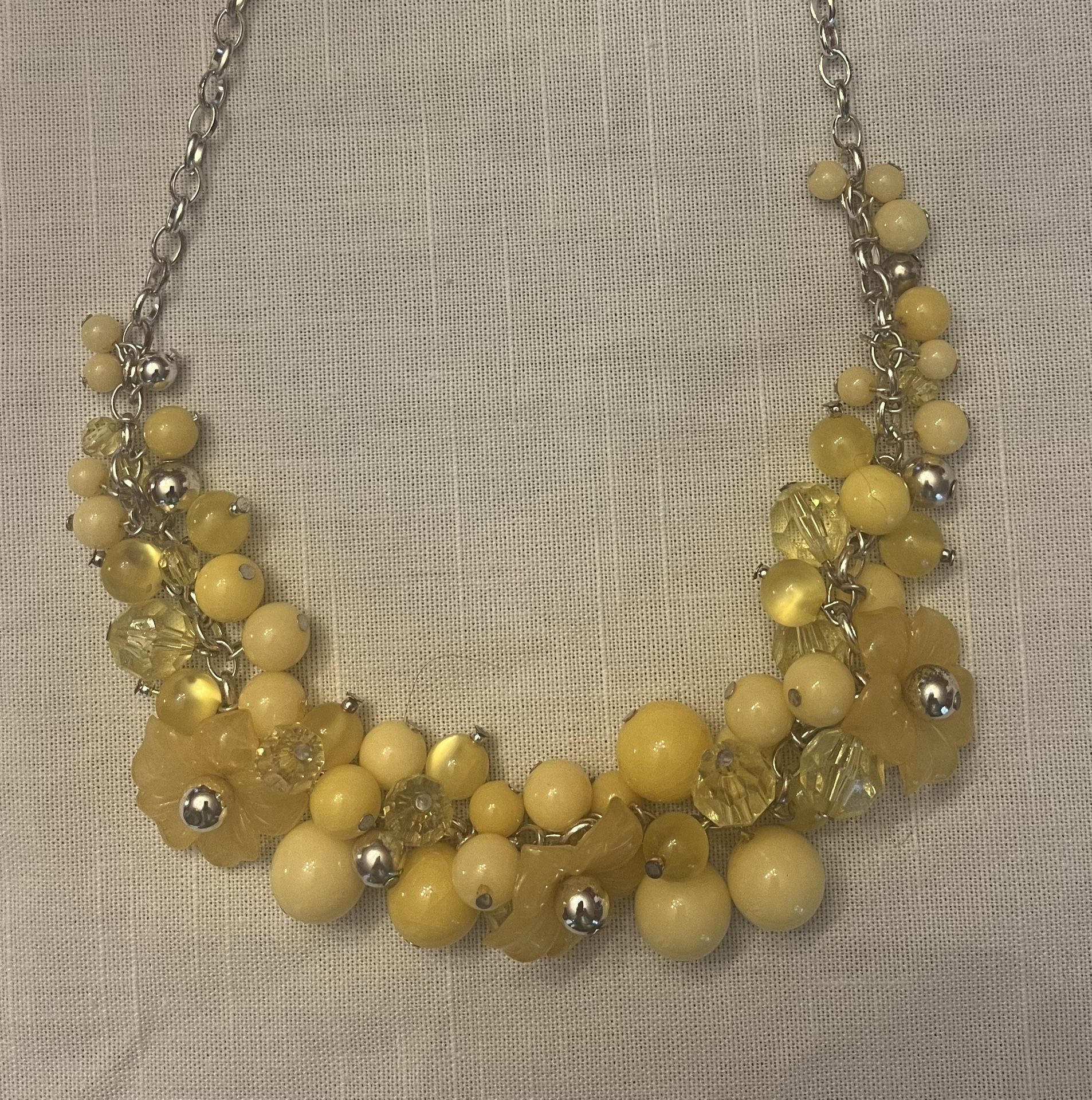 Yellow Balls and Flowers Necklace 