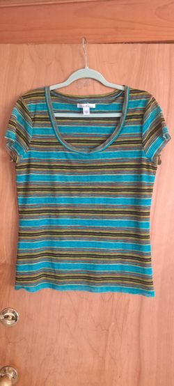 Kenneth Cole New York Striped Scoop Neck Tee Size L