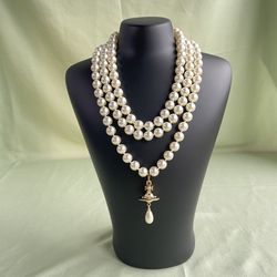 Brand New Vivienne Westwood Triple-Strand Pearl Necklace