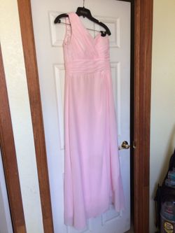 Long blush pink formal dress