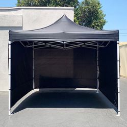 (New in Box) $129 Heavy Duty 10x10 ft Popup Canopy with 3 Sidewalls (Black/Red)