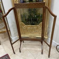 Gorgeous Antique English Empire 19th C. Folding Glass Fireplace Screen🌷