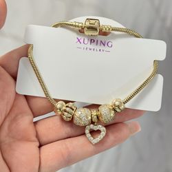 Pandora style 14k gold plated bracelet