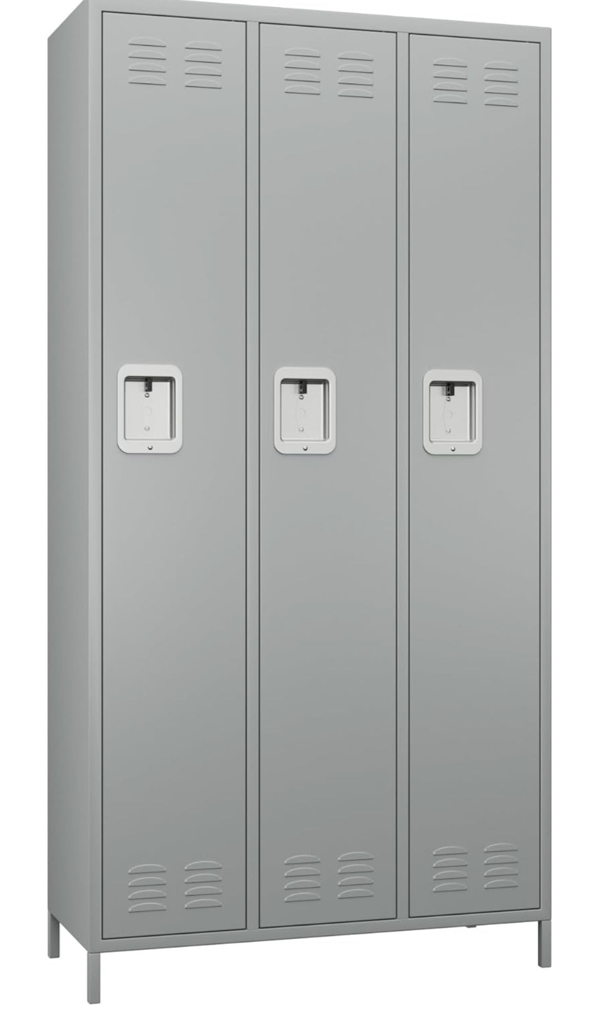 METAN Metal Locker for School Office Gym Bedroom,3 Doors Steel Storage Locker Cabinet for Employees,Industrial Storage Locker with 2 Shelves,Assembly