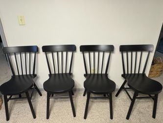 Dining table & 4 chairs- black wood IKEA