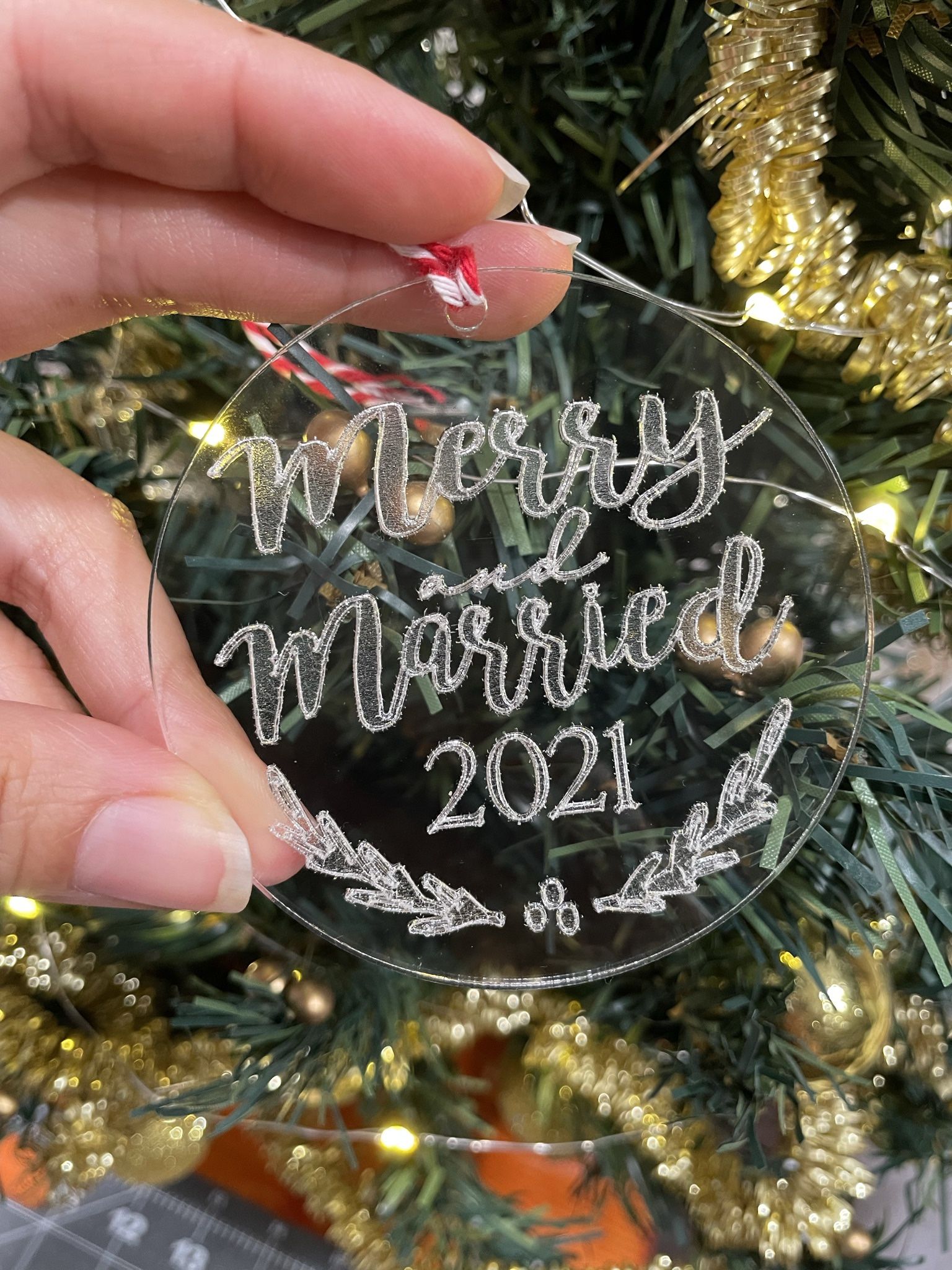 Engraved Acrylic Ornament Just Married