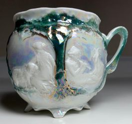 Beautiful Antique Teacup, Raised Design, Paneled Design, Tree Of Life, Peaceful Shepherds