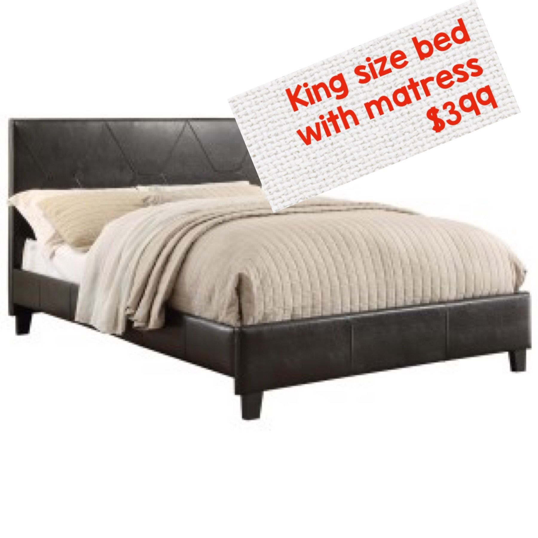 King size bed frame with mattress