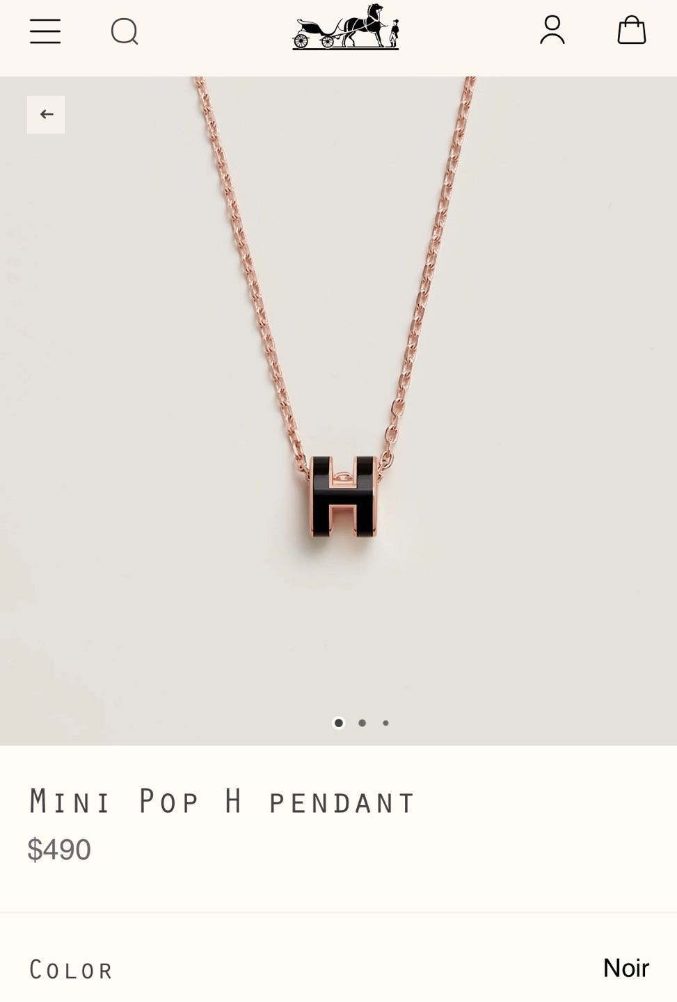 Hermès Mini Pop H Pendant Noir Color