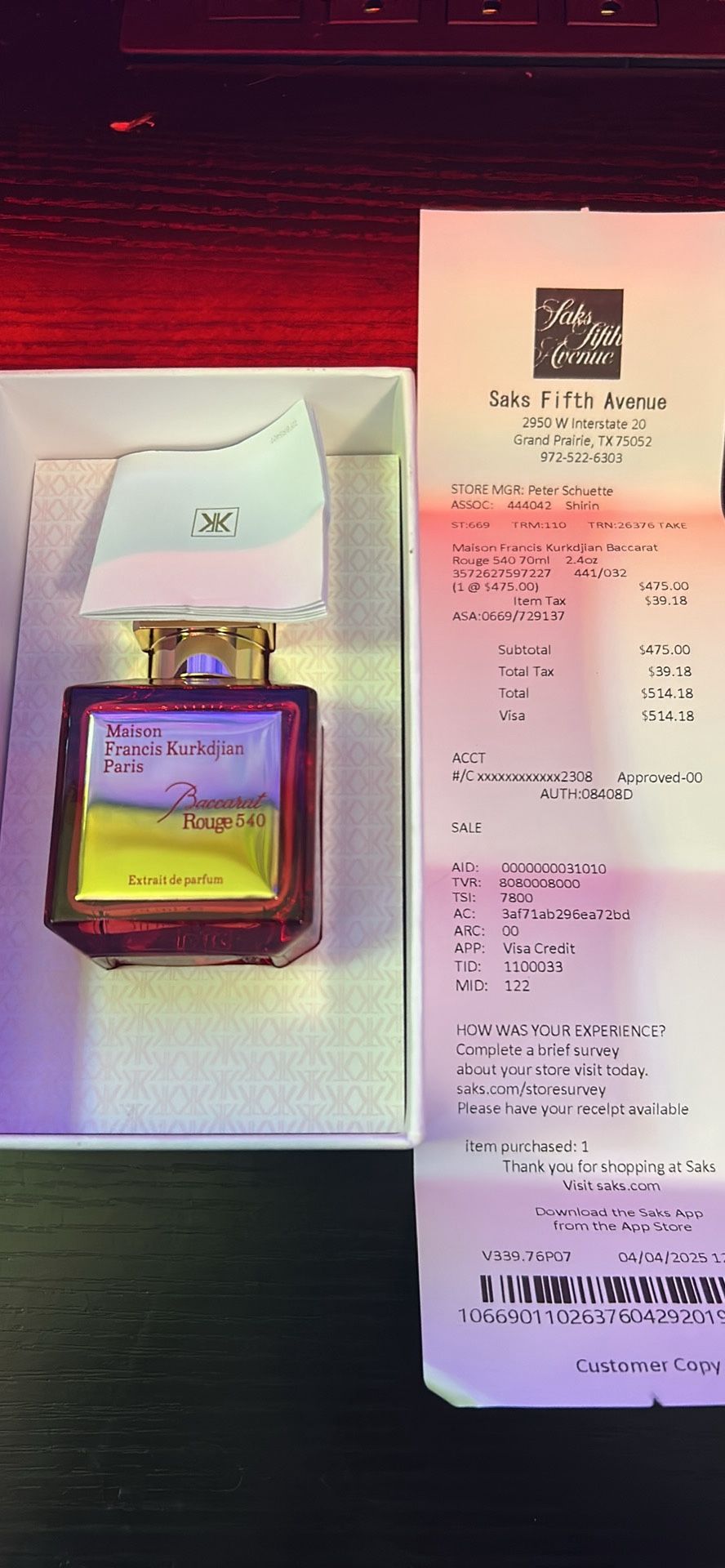 Maison Francis Kurkdjian Paris Baccarat Rouge 540