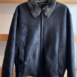 Andrew Marc Black Leather Jacket with Shearling Liner and Collar — Like New, Size M — $700+ value