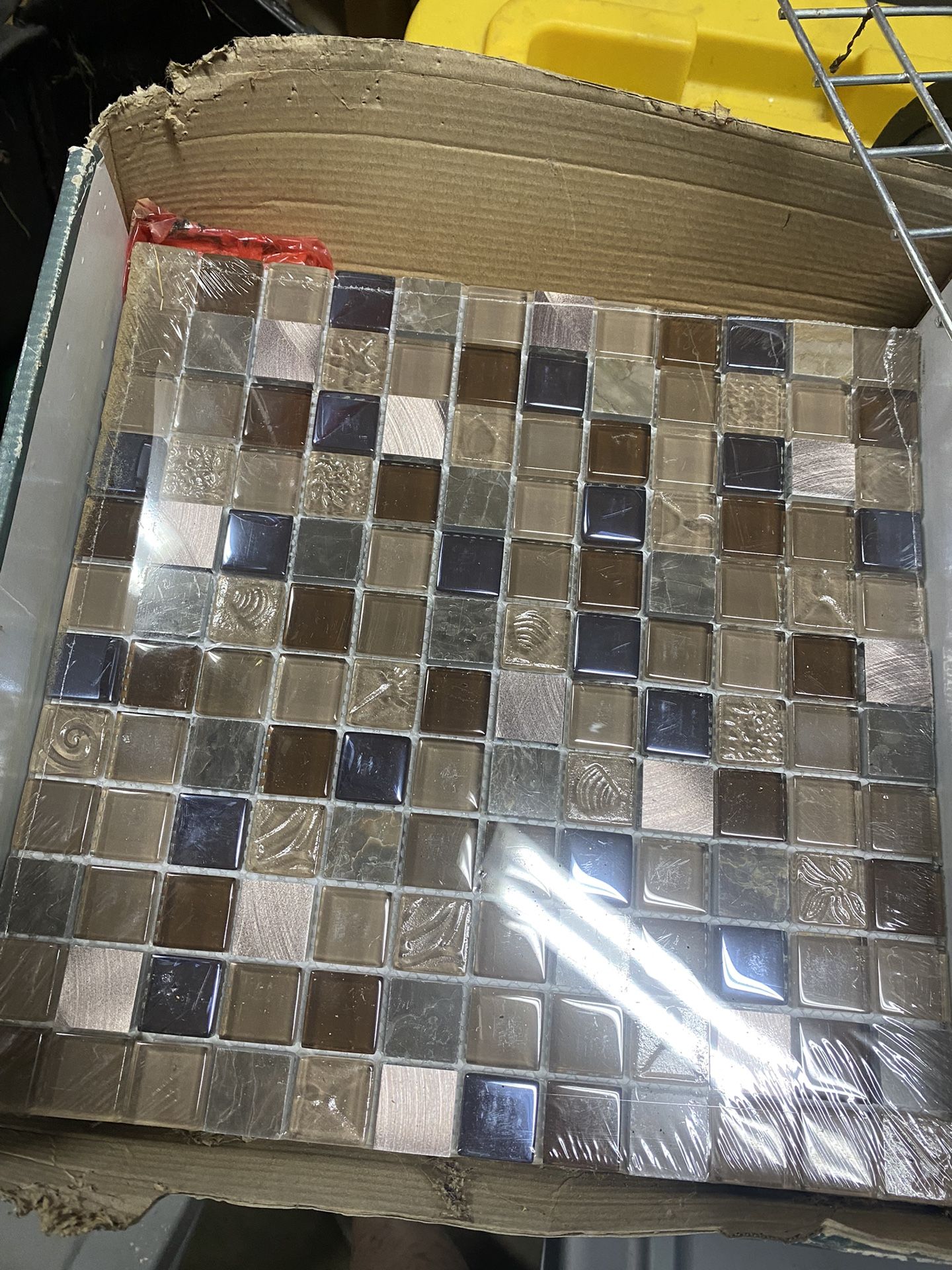 5 Glass tiles. Brown And Beige. New