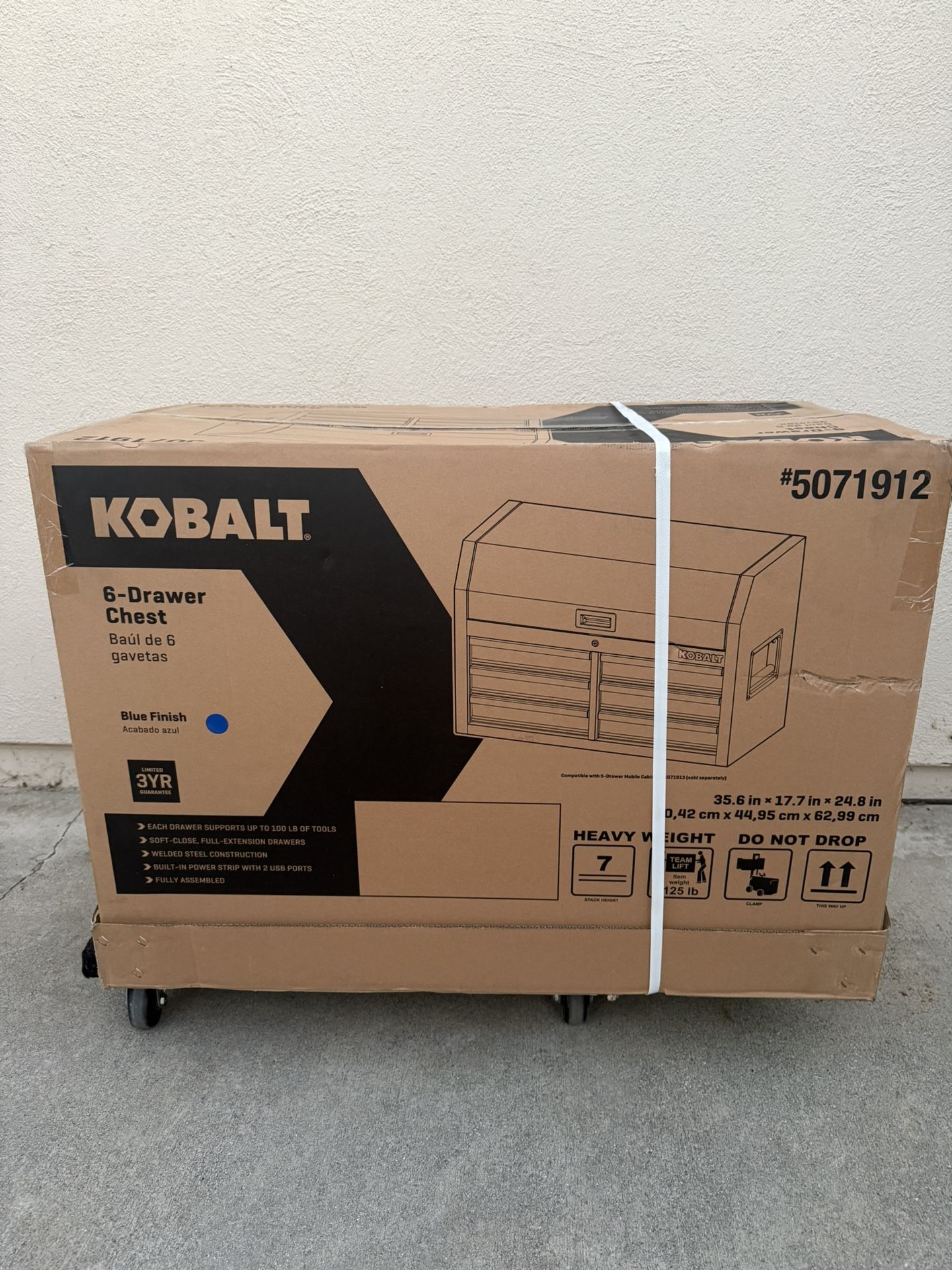 Kobalt 36in 6 Drawer Steel Tool Chest Blue