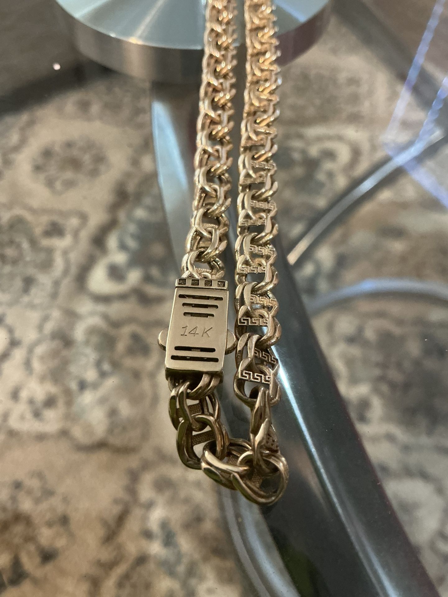 14KT YG SEMI SOLID BAR CHINO LINK 6.7MM 24. 23.3 GRAMS