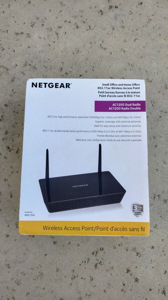 NETGEAR AC1200 Dual Band WiFi Router Access Point WAC104-100NAS