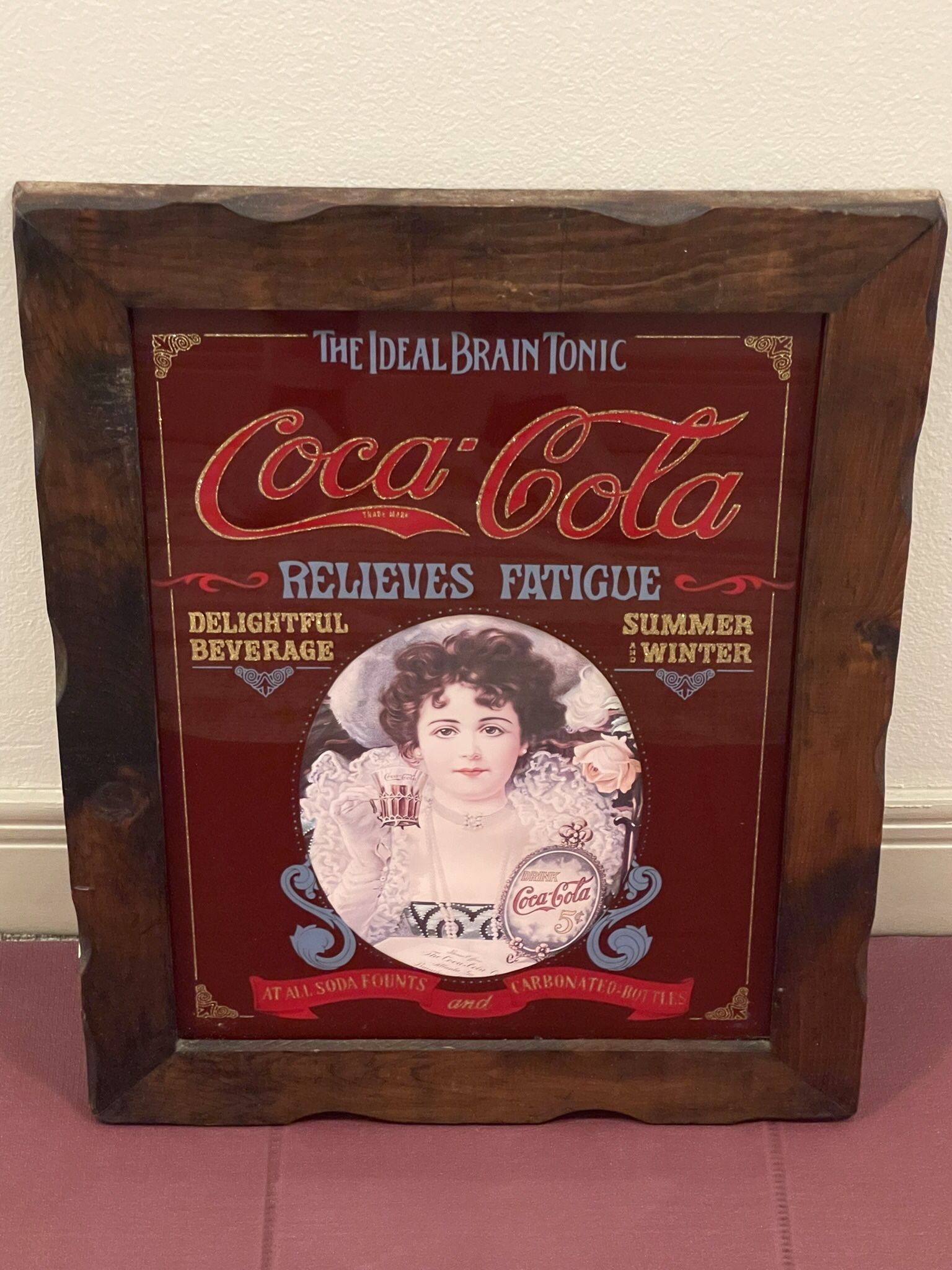 Vintage COCA-COLA Advertisement WALL ART (15"W x 19"H x .75"D) - price as posted is firm.