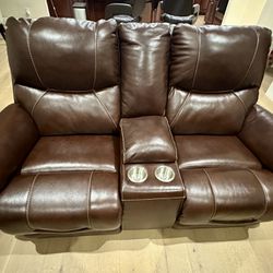 Leather Sofa Set with Electric-Reclings