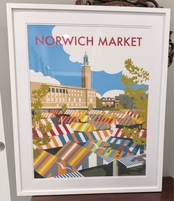Dave Thompson "Norwich Market" framed 29" x 35"  print