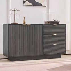 Fluted Sideboard Cabinet Gray 