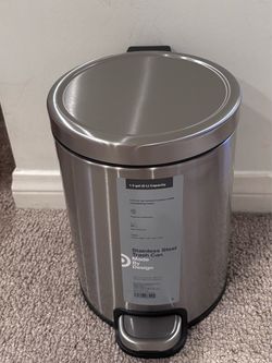 Made By Design Stainless Steel Trash Can 1.3 gal. Great for  bathrooms and small spaces .