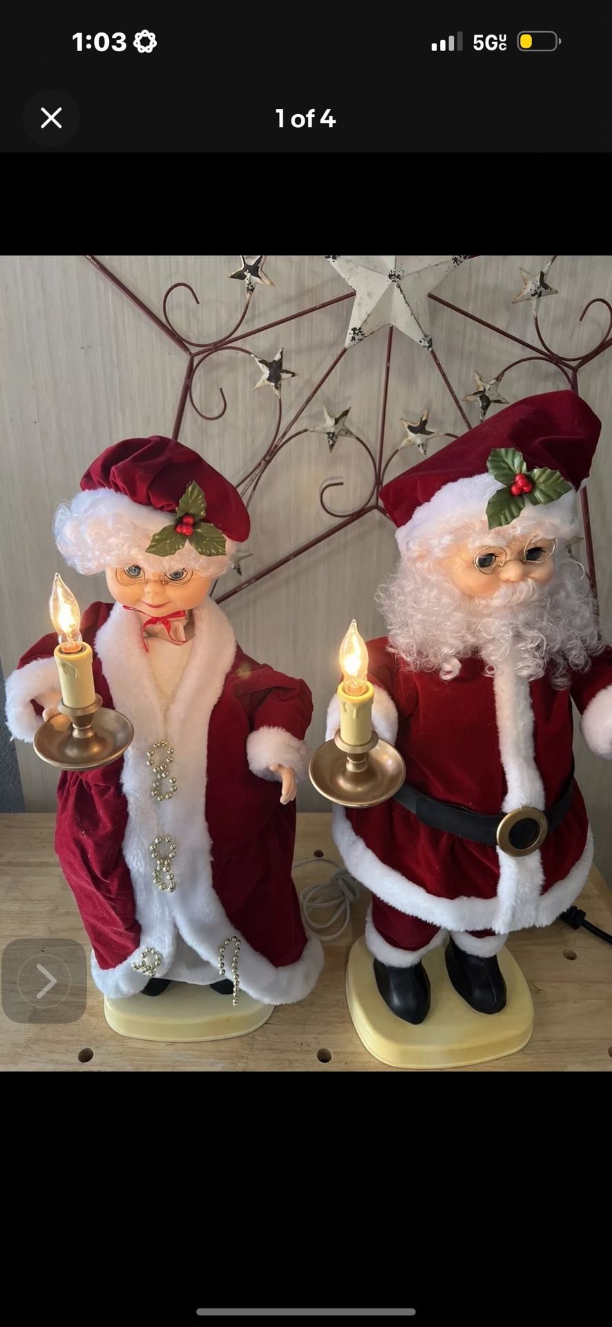 Vintage 1992 Matrix 24" Animated & Lighted Santa & Mrs. Claus Motionettes