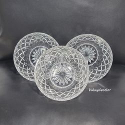 Lenox Fine Crystal Dessert Bowls Set of 3 Starburst Base Diamond Cut Pattern 5"