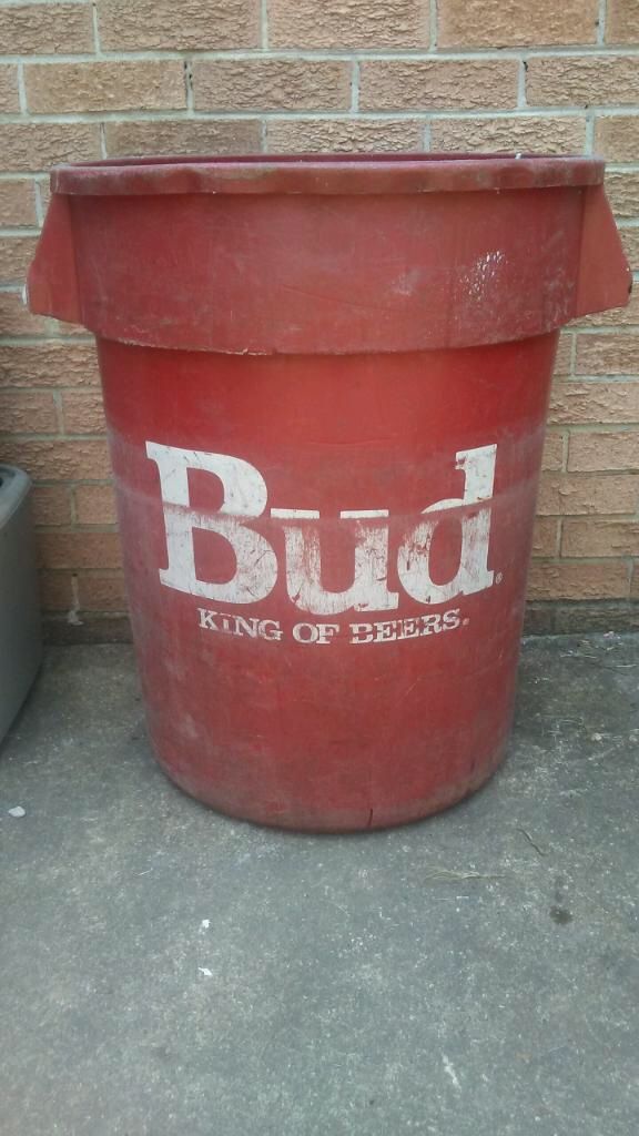 40-gallon vintage Budweiser plastic trash can