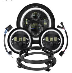 7 Inch LED Motorcycle Headlight 4.5" Fog Passing Light For Harley Street Glide Road King Road King Tri Tour Softail Deluxe Heritage Classic Fat Boy Mo
