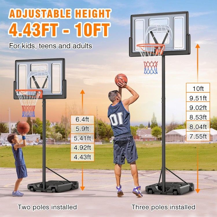 Adjustable Basketball Hoop - 4.5 to 10 ft.