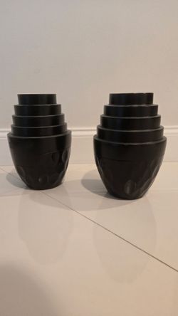 Black Art Deco Stepped Vases Set of 2