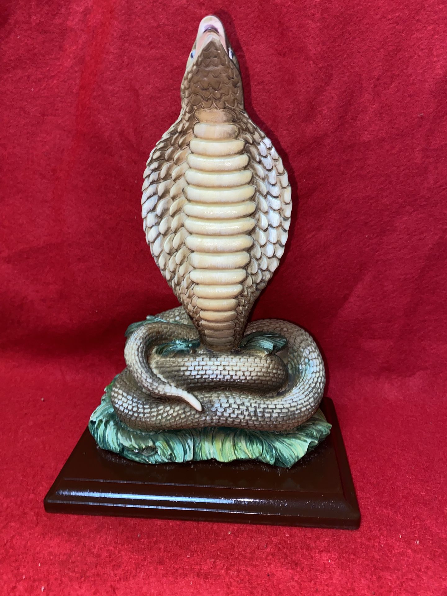 10 Inch Painted Alabaster Cobra Statue Imported From Greece