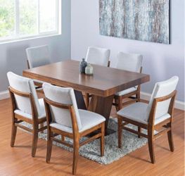 7-Piece Wood Dining Table and Chair Set