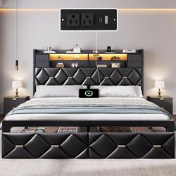 King Bed Frame With Led Light