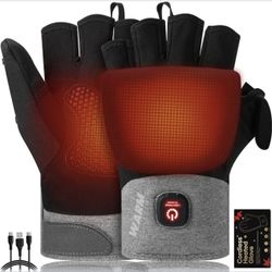 Heated Gloves for Men Women, Rechargeable Detachable Full & Half Hands Heated Glove Fingerless Electric Heating Gloves Hand Warmer for Work, Hunting, 
